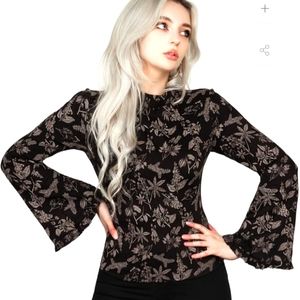 Poisonous plant long bell sleeve turtleneck shirt